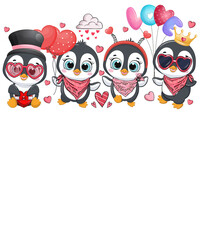 Cute Penguin Loves Valentine's Day