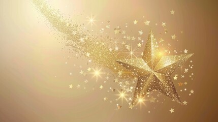 Abstract Shiny Gold Stars Design Elements with Golden Textures and Illustration Backdrop for Celebration