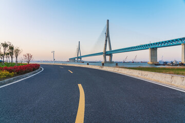 Suzhou Yangtze River Bridge and Yangtze River Expressway in Jiangsu Province, China on August 20, 2024