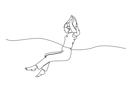 recommend clip art: Woman sleeping on pillow bed continuous one line drawing. Sleeping woman in single line art illustration. Editable vector.