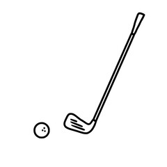 stick golf outline black icon isolated hand drawn hobby free time and leisure