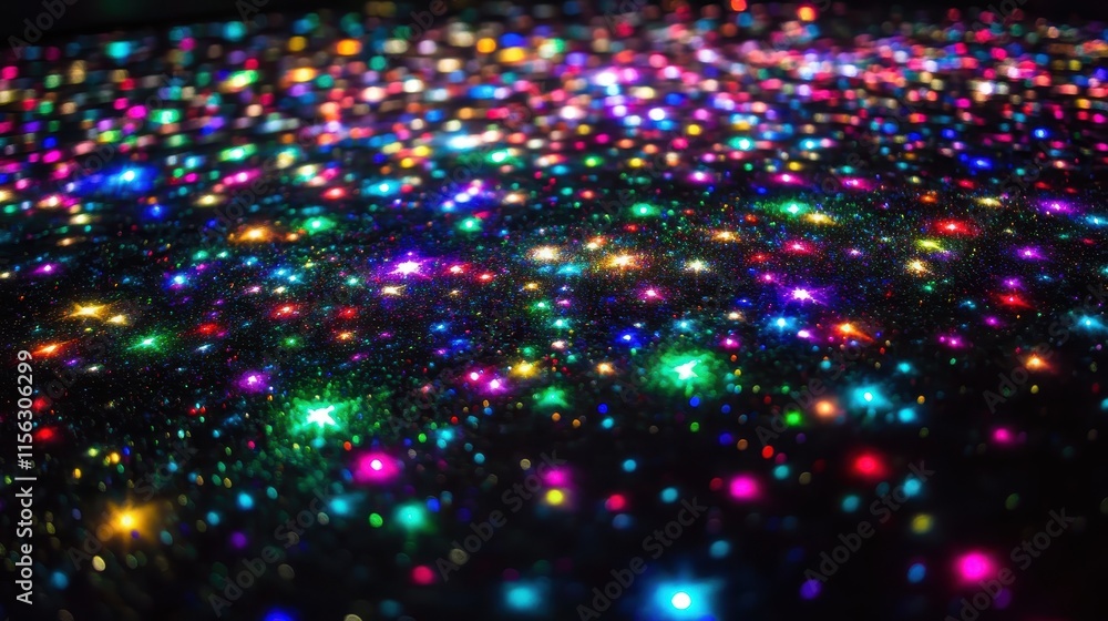 Aufkleber abstract background of colorful sparkling lights bokeh effect, multicolored glowing dots, festive sh