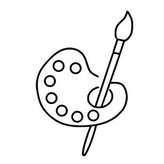 Paint Palette outline black icon isolated hand drawn hobby free time and leisure