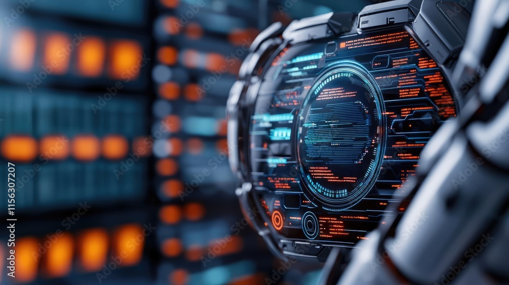 Aufkleber operation center idea. futuristic technology interface with glowing displays and intricate design el