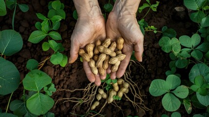 Harvesting Peanuts in a Lush Green Field