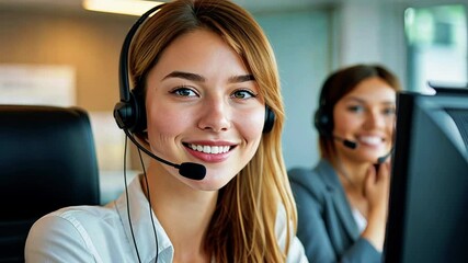 Friendly customer support agent engaging in a call with a client