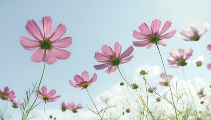 Fototapeta premium cosmos flowers swaying in wind
