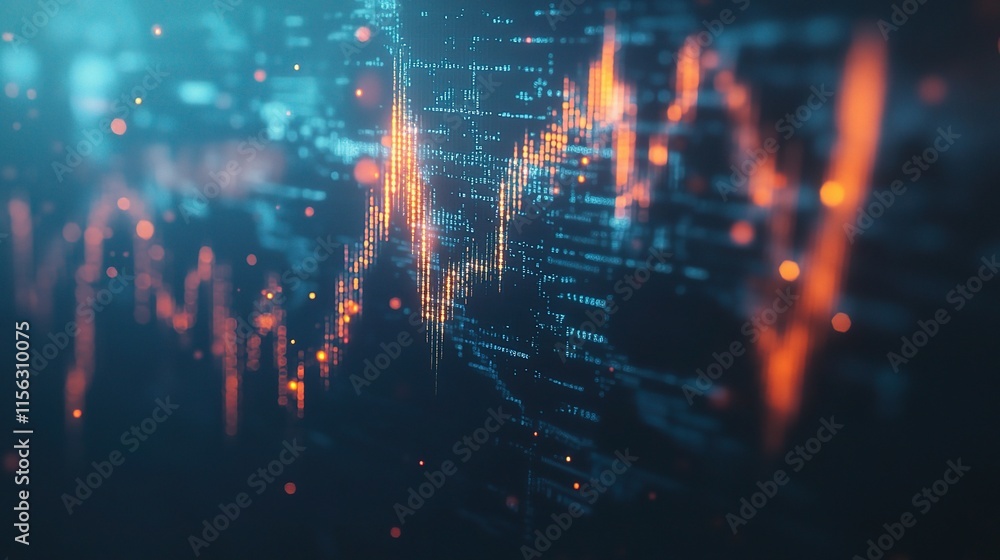 Poster abstract financial graph with uptrend line and arrows in background