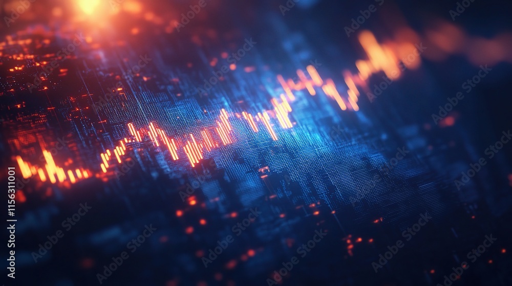 Poster abstract financial graph with uptrend line and directional arrows