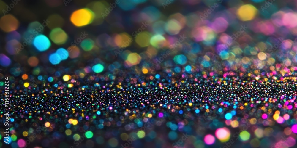 Poster abstract shimmering glitter background iridescent rainbow sparkle texture with bokeh lights for fest