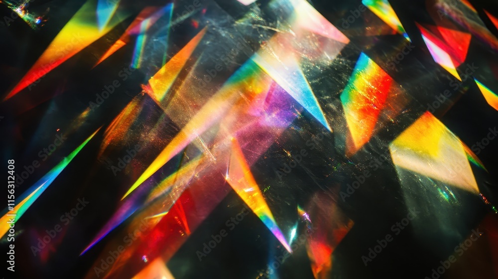Poster abstract rainbow light refraction colorful prismatic texture background for design