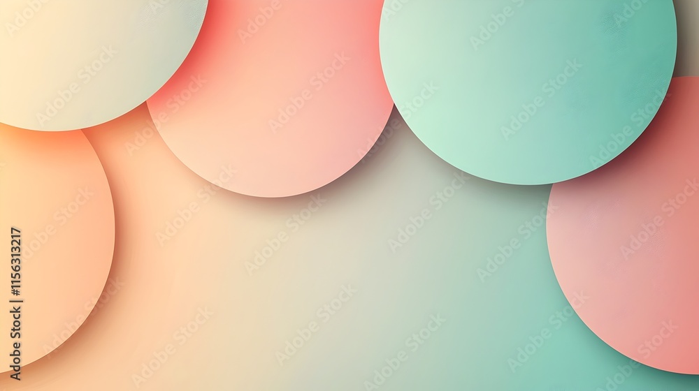 Aufkleber abstract pastel circles background with subtle shadows layered texture design