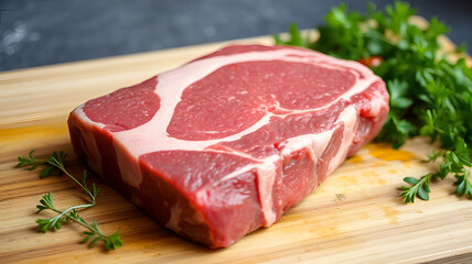 Piece of fresh beef meat on cutting board