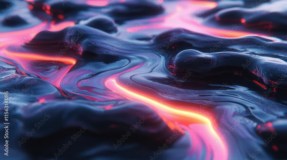 Poster fluid abstract design with vibrant curved lines and glossy surface