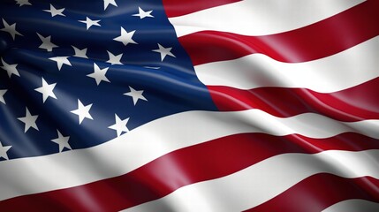 Obraz premium Close-Up View of an American Flag Capturing the Flow and Movement of the Fabric with Vibrant Colors and Distinctive Star Patterns in Detail