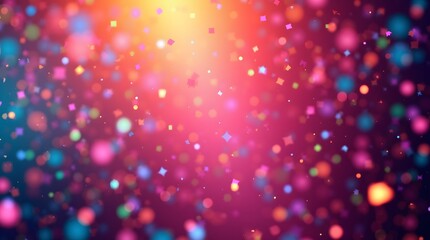 Vibrant neon confetti soaring through the air on a bright, colorful background capturing the dynamic energy and excitement of festive celebrations