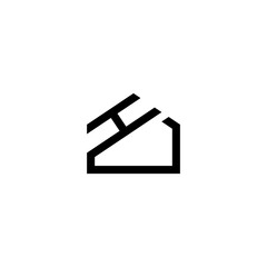 abstract house logo, letter H logo on the roof of the house, H for home