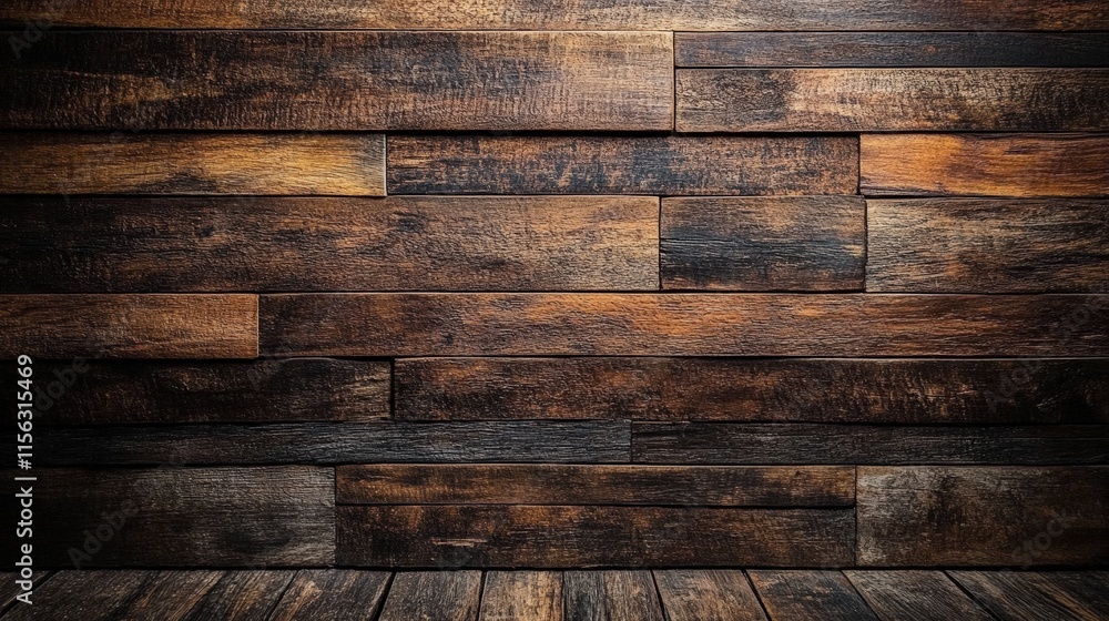 Poster detailed close-up of dark brown wooden wall with various textures and patterns for background use in