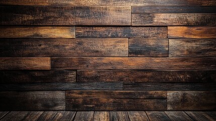 Fototapeta premium Detailed Close-Up of Dark Brown Wooden Wall with Various Textures and Patterns for Background Use in Design Projects