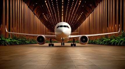 Imposing Large White Airplane on Tarmac Surrounded by Clear Blue Sky Evoking a Sense of Adventure and Travel in a Modern Aviation Environment