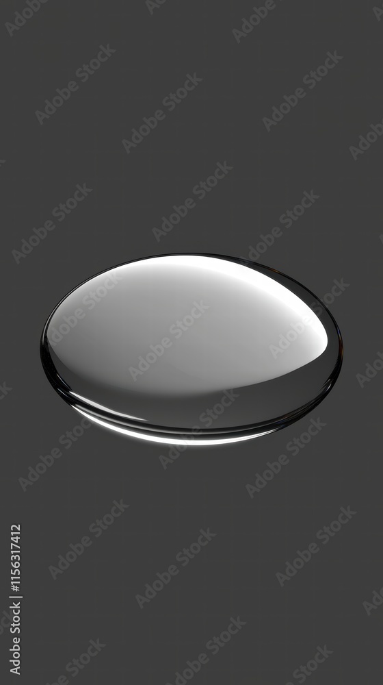 Poster reflective abstract oval shape with smooth surface on dark background