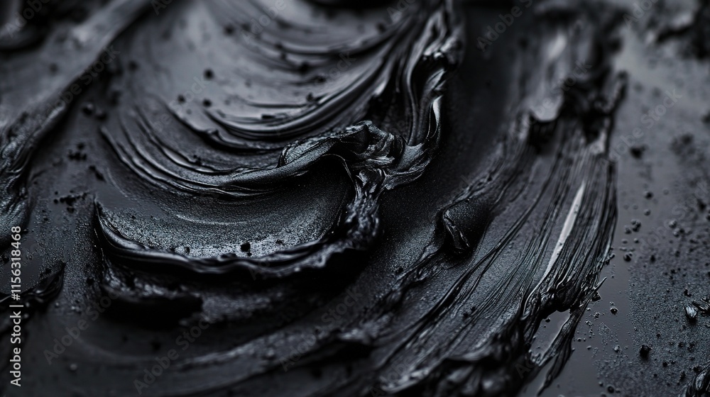 Poster black swirl abstract: a captivating abstract image of black paint swirling in mesmerizing patterns, 