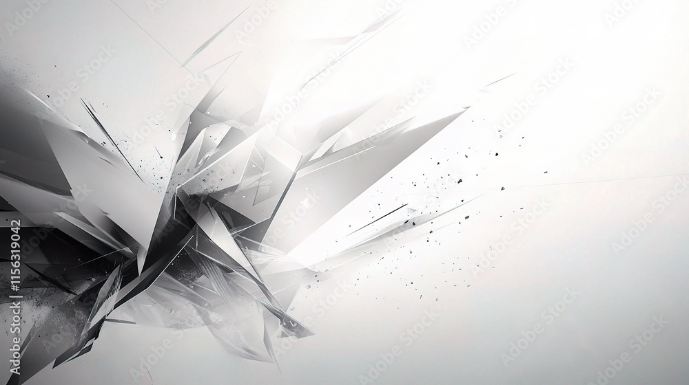 Aufkleber grey abstract background with geometric shapes and shiny layers