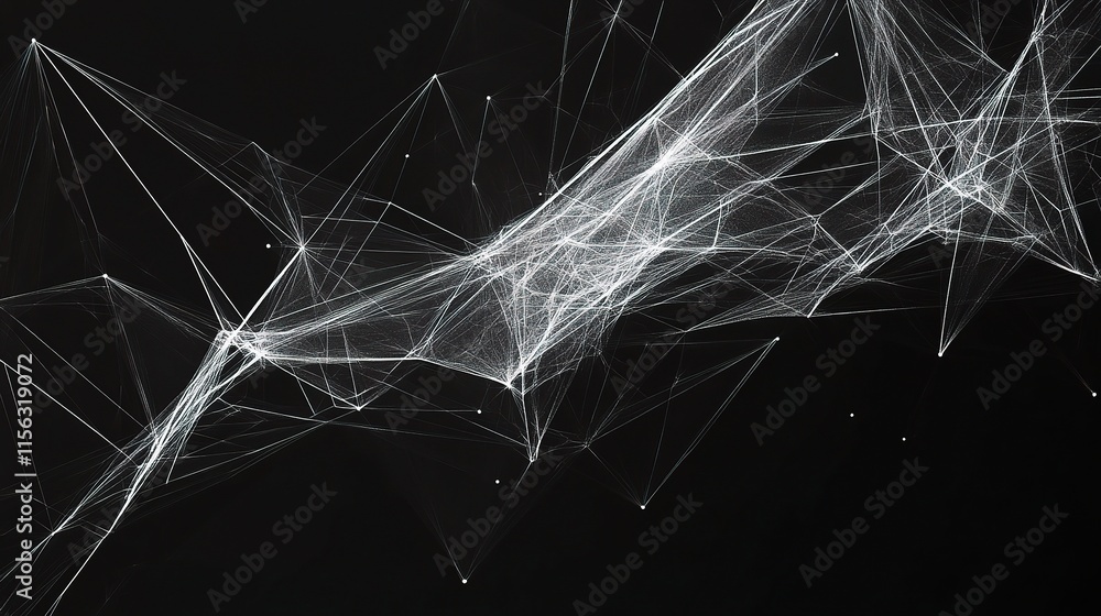 Poster abstract wireframe background with plexus effect and dynamic lines