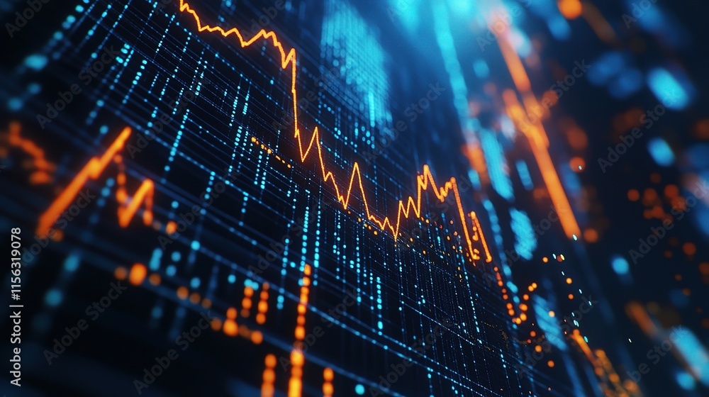 Poster abstract financial graph with uptrend line and arrows visualization