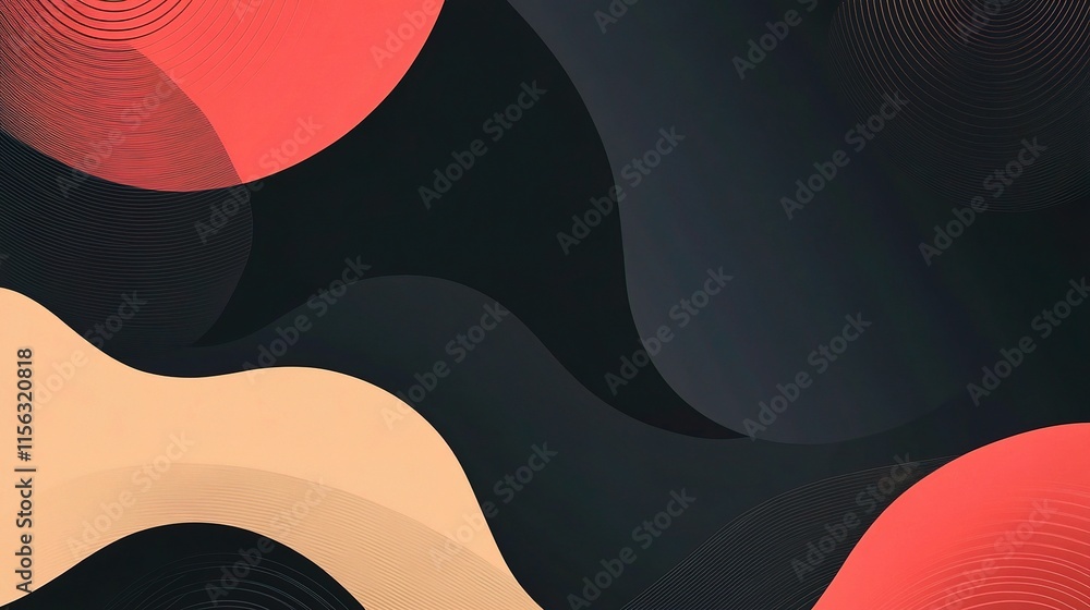 Poster abstract black and geometric shapes with layered design elements