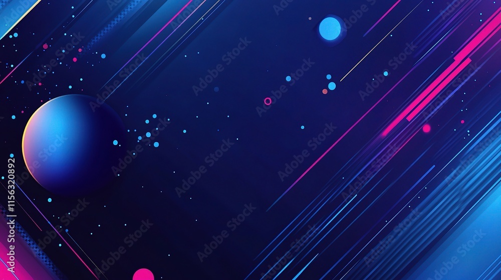 Poster dynamic abstract blue background with vibrant elements and lines