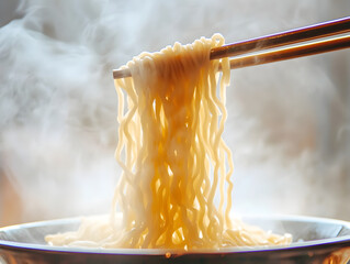 Noodles being pulled with chopsticks