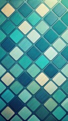 Abstract retro grid pattern with textured squares in vibrant shades of teal and green, perfect for wallpaper background