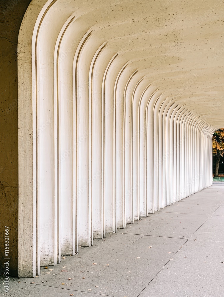 Poster elegant architectural lines of curved columns in a modern structure