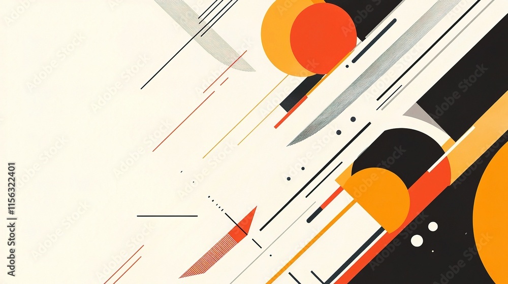 Poster geometric abstract design with sharp lines and bold colors