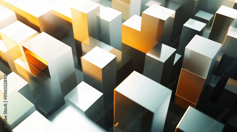 Poster abstract 3d perspective background featuring cubes and shapes