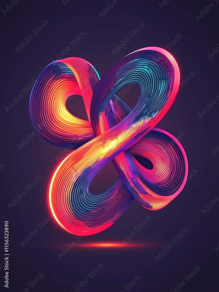 Poster Vibrant Abstract Design with Curved Lines and Dynamic Colors