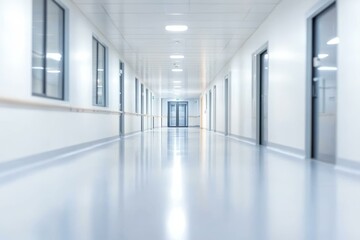 Fototapeta premium Empty Hospital Corridor with Modern Design