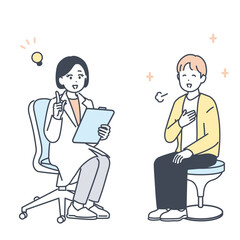 医師に相談し、安心する若い男性のイラスト素材