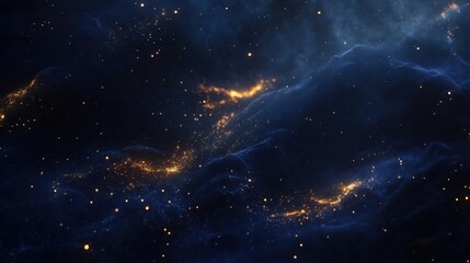 Fototapeta premium Abstract Dark Blue and Gold Particle Background Glowing Nebula Texture for Design