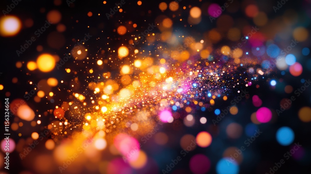 Poster abstract colorful bokeh background sparkling lights and glowing particles for festive designs