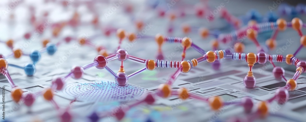Poster a vibrant, abstract representation of interconnected nodes and pathways, symbolizing technology, dat