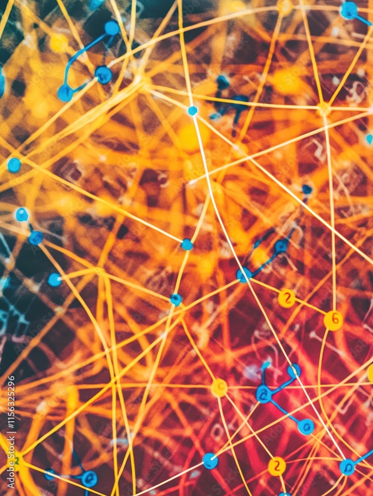 Poster abstract colorful network connections in digital space