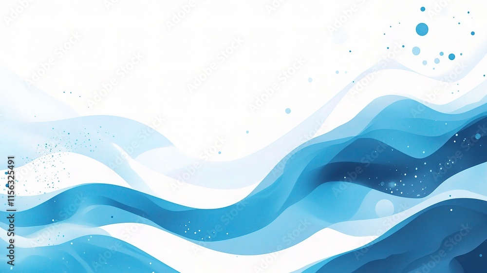 Poster vibrant abstract blue background with dynamic fluid elements