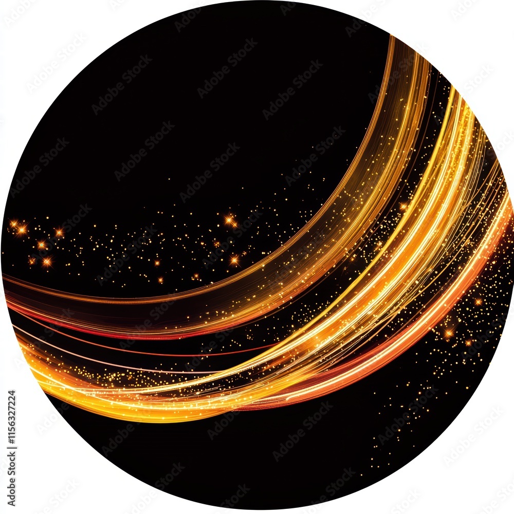 Poster vibrant abstract light trails in circular shape on dark background