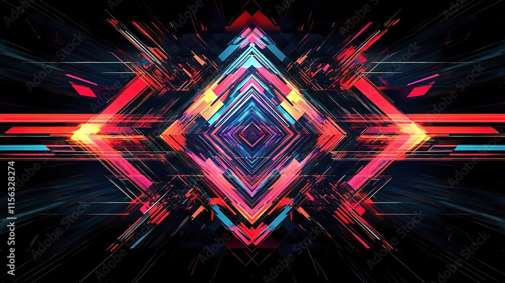 Poster abstract geometric shapes with high-tech digital elements