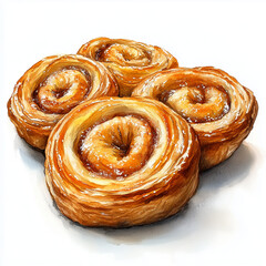 Fototapeta premium Palmiers | Watercolor Pastry – Gourmet Bakery Treats in Hand-Painted Style 