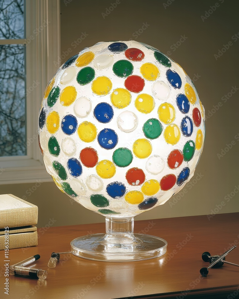 Poster colorful decorative table lamp with unique circular design