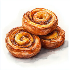 Fototapeta premium Palmiers | Watercolor Pastry – Gourmet Bakery Treats in Hand-Painted Style 