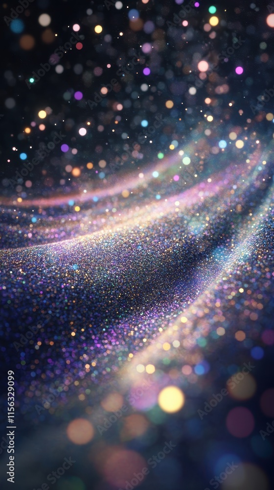 Poster abstract sparkling glitter background shimmering bokeh lights and colorful particles